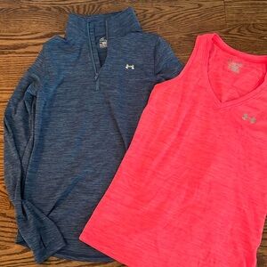Under armour athletic long sleeve top and tank top (small)